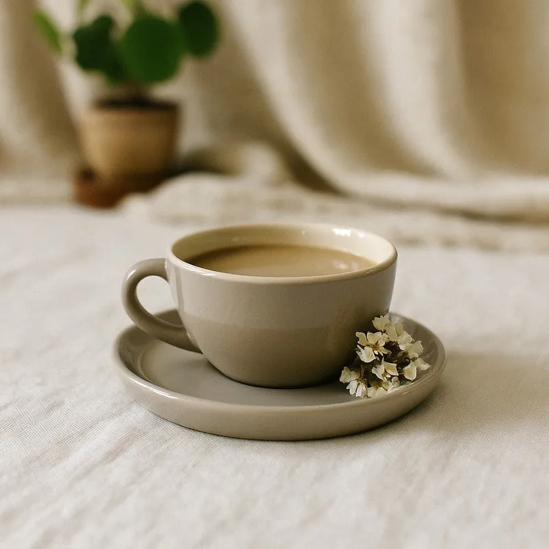 Cedar Ceramic Cup & Saucer (300 mL) - Grey media 1