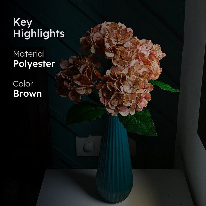 Faux Everlasting Hydrangea Flower Stick - Yellow Brown media 2