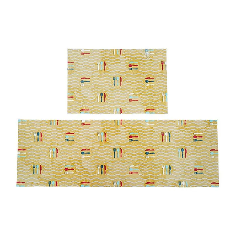 TriFlow Polyester Kitchen Floor Mats (Beige) - Set of Two media 3