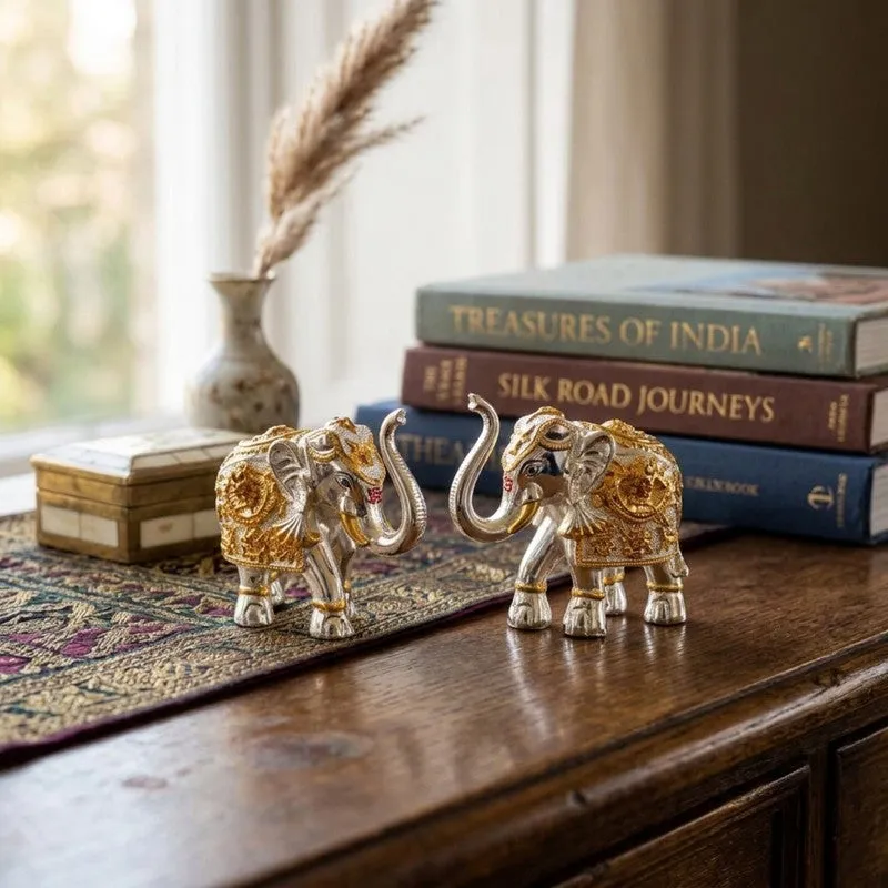 Prosperity Elephant Metal Showpiece - Set of Two media 3