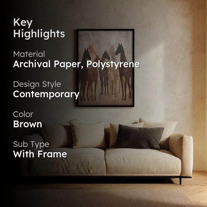 Sandy Horse Wall Painting With Black Frame media 2