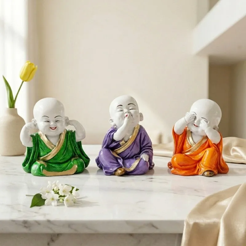 Zen Harmony Budhha Resin Showpiece - Set of Three media 3