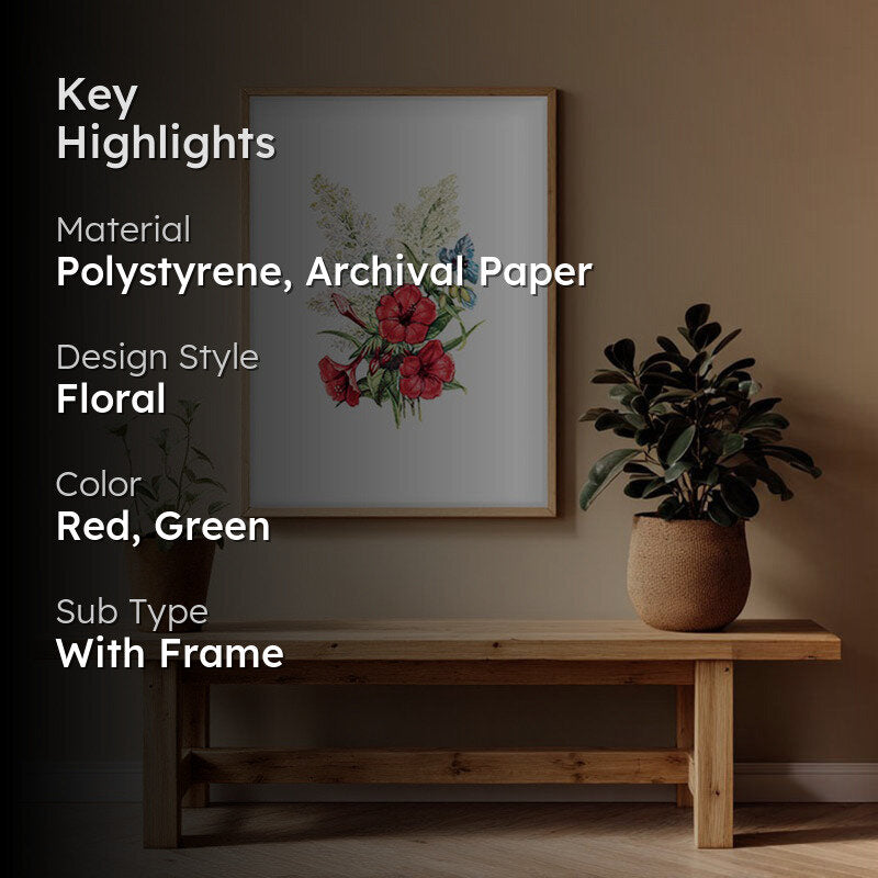 Blushing Blooms Archival Paper Wall Art  - Natural Brown Frame media 2