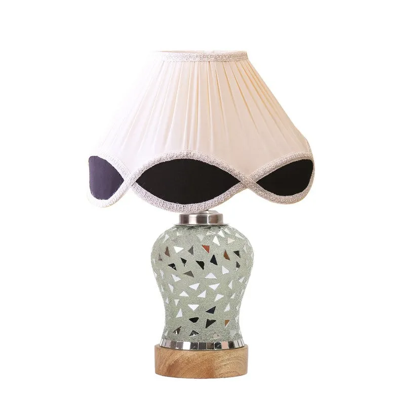 Liora Pleated Glass & Wood Table Lamp - White media 5