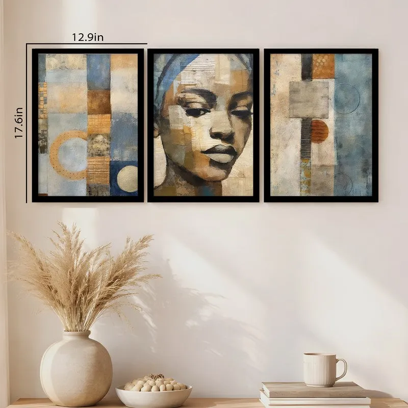 Artistic Soul Paper Wall Painting With Frame - Set Of Three media 11