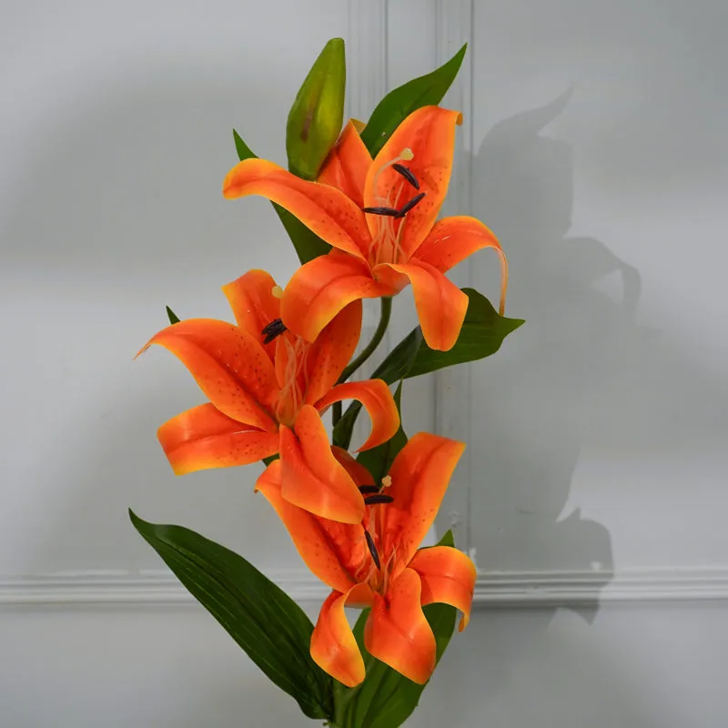 Faux Lily Flower Stick (Orange) - 39 CM media 3