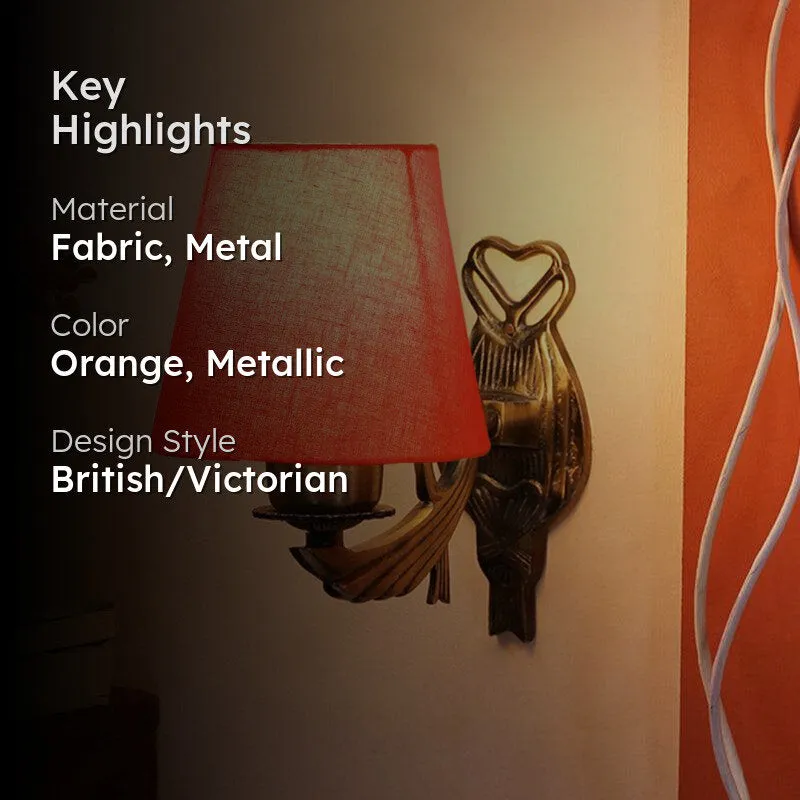 Love Gleam Atva Conical Fabric & Metal Wall Lamp - Orange media 2