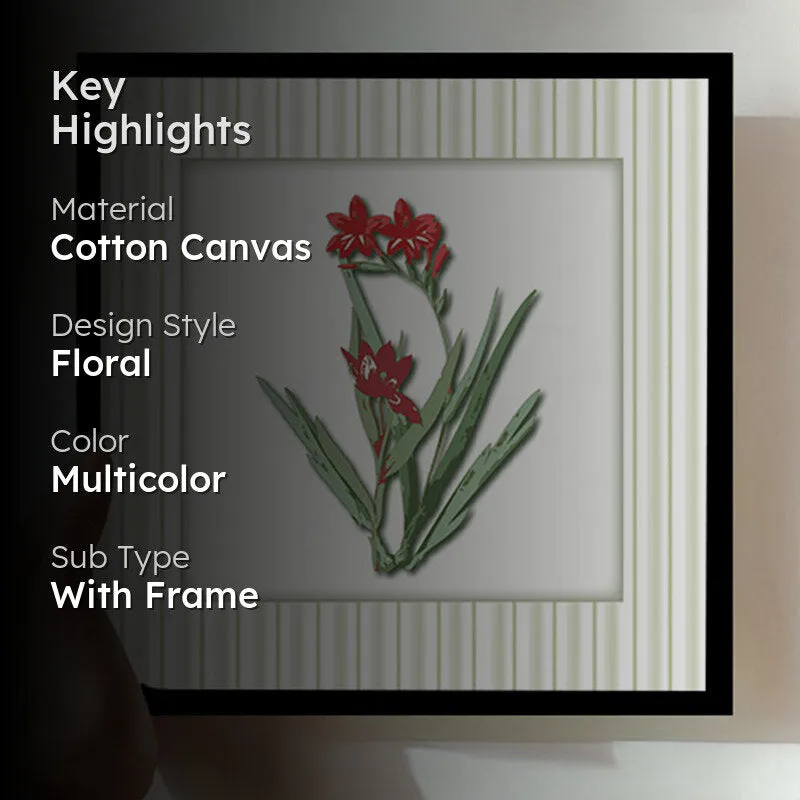 Stems & Scarlet Wall Art with Black Frame media 2