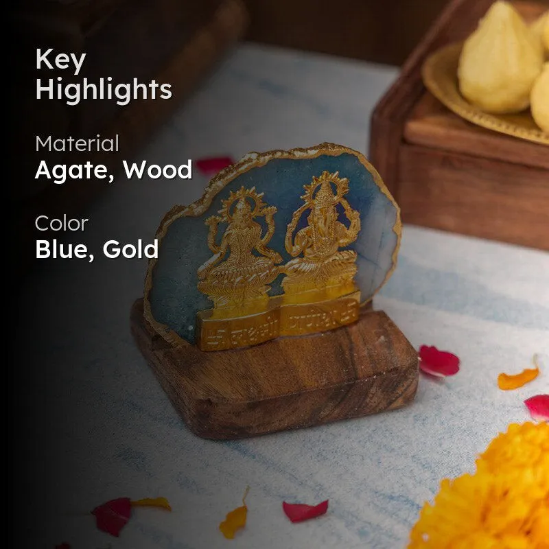 Divine Laxmi Ganesha Agate Festive Gift Box - Turquoise media 2