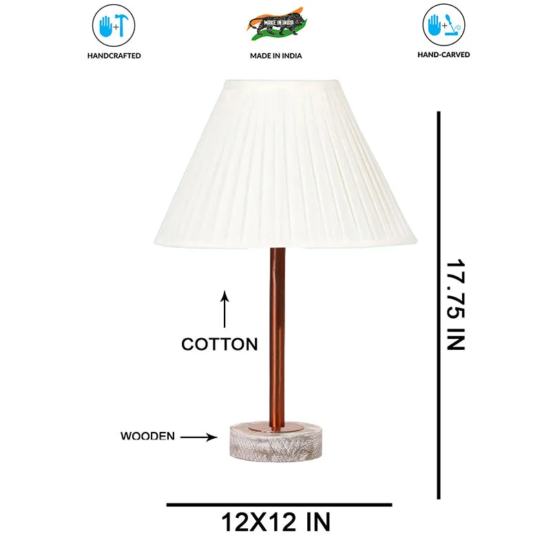 Pleatra Rodin Wooden Table Lamp - White,Copper,White media 7