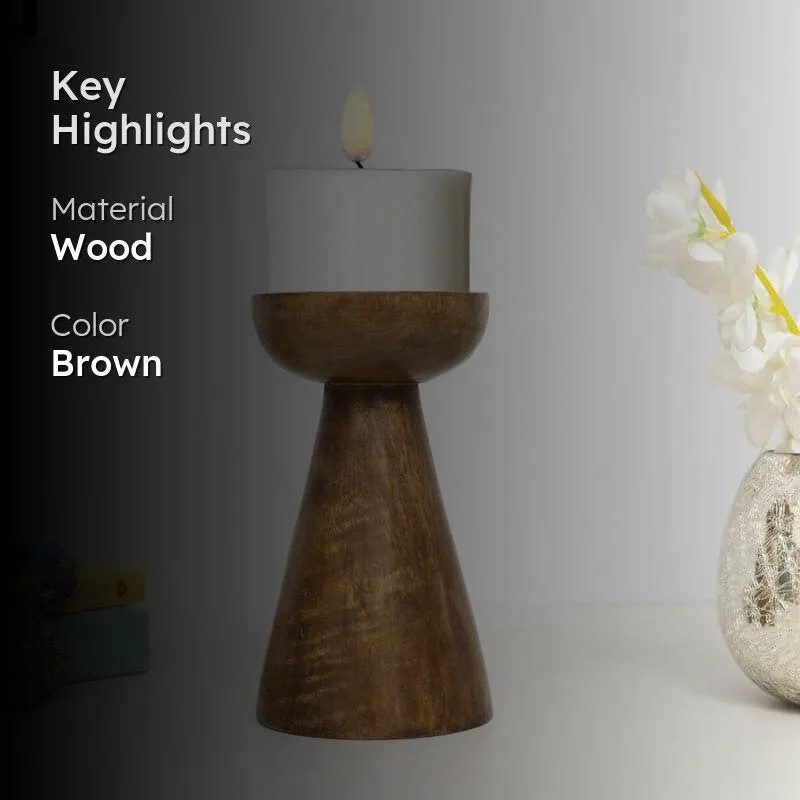 Riga Wooden Candle Stand - Tall media 2