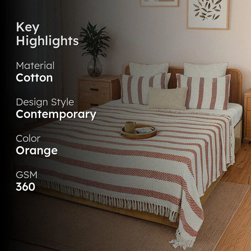 Zeyna Ease Cotton Bedcovers - Orange - 2