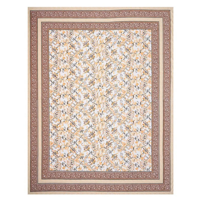 Sheetora Floral Cotton Bedsheet (Brown) - 240 TC media 5