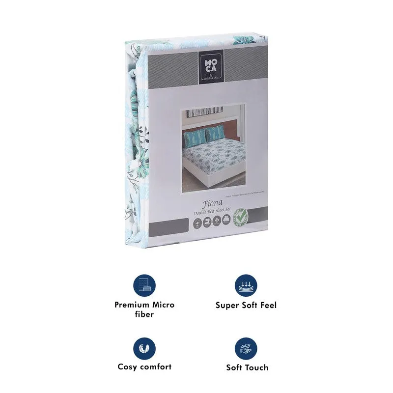 Monte Carlo Petal Story Cotton Bedsheet (White,Blue) - 104 TC media 11