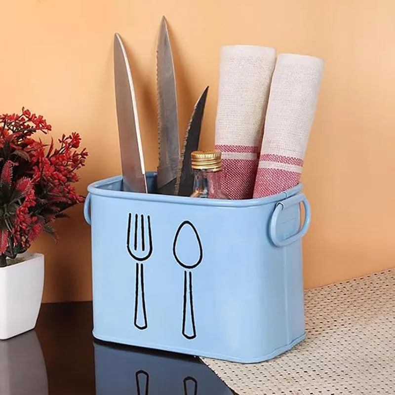 Fork & Order Metal Cutlery Holder - Blue media 1