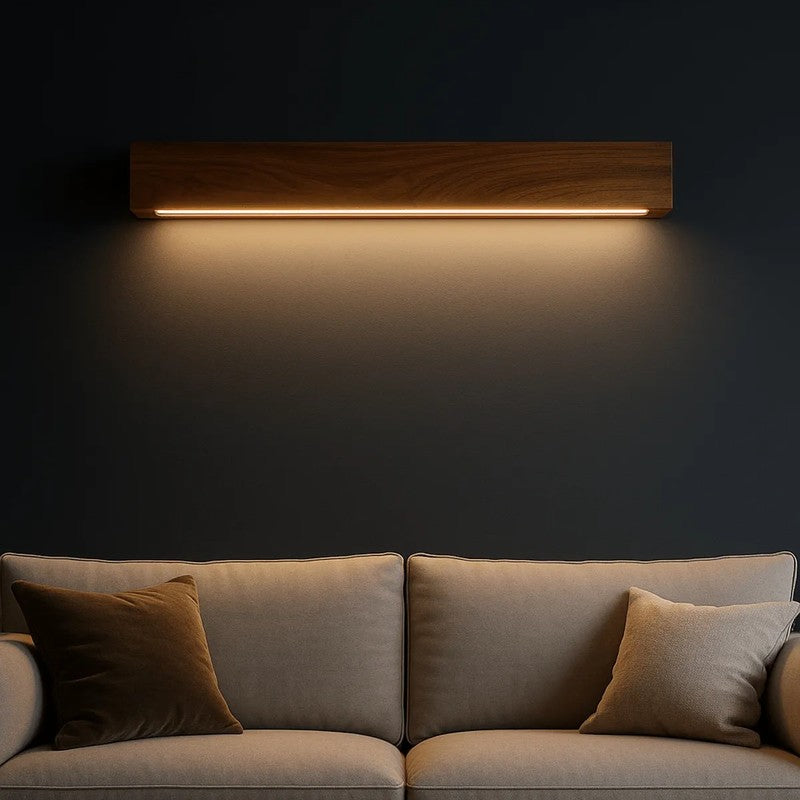 Linear LED Rose Wood Wall Lamp media 5