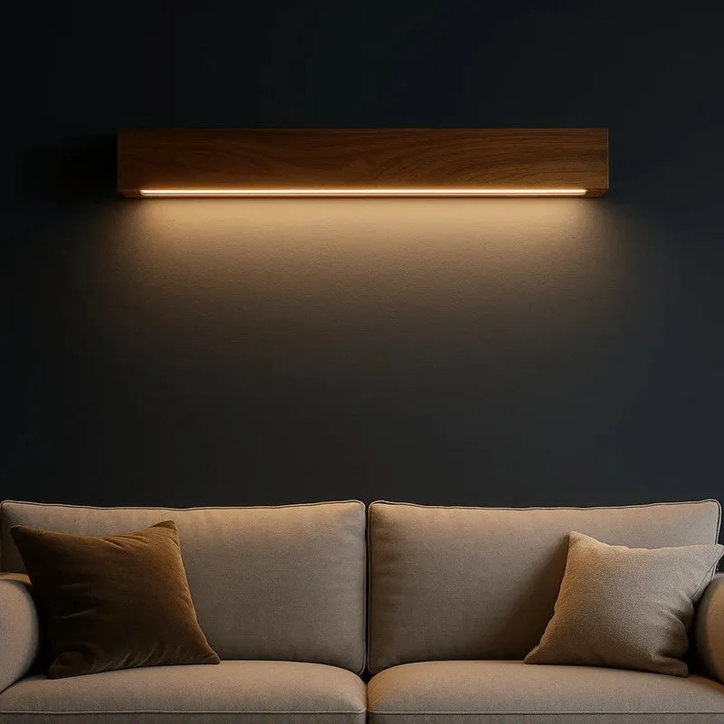Linear LED Rose Wood Wall Lamp media 5