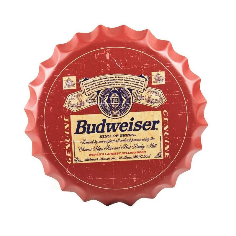 Budweiser Retro Bottle Cap Metal Wall Accent media 3
