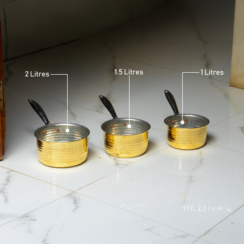 AurumCook Glossy Brass Saucepan - 1400 ML media 9