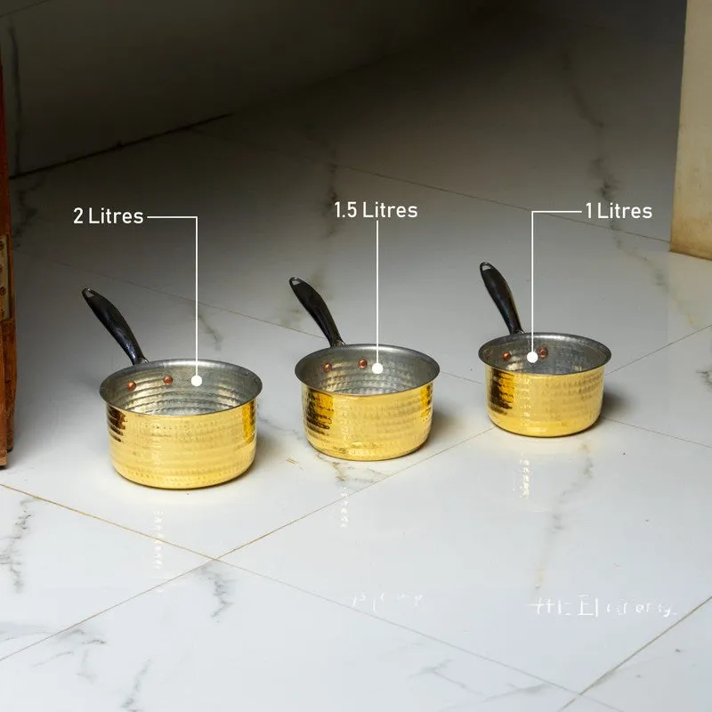 AurumCook Glossy Brass Saucepan - 1400 ML media 9