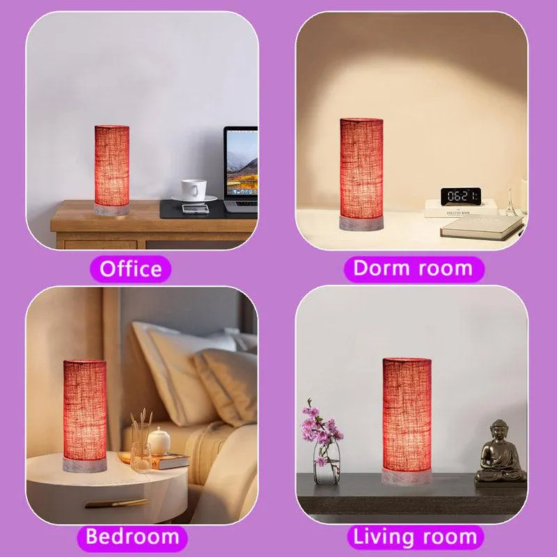 Ocra Tower Wooden Table Lamp With Jute Shade - Maroon,White media 7