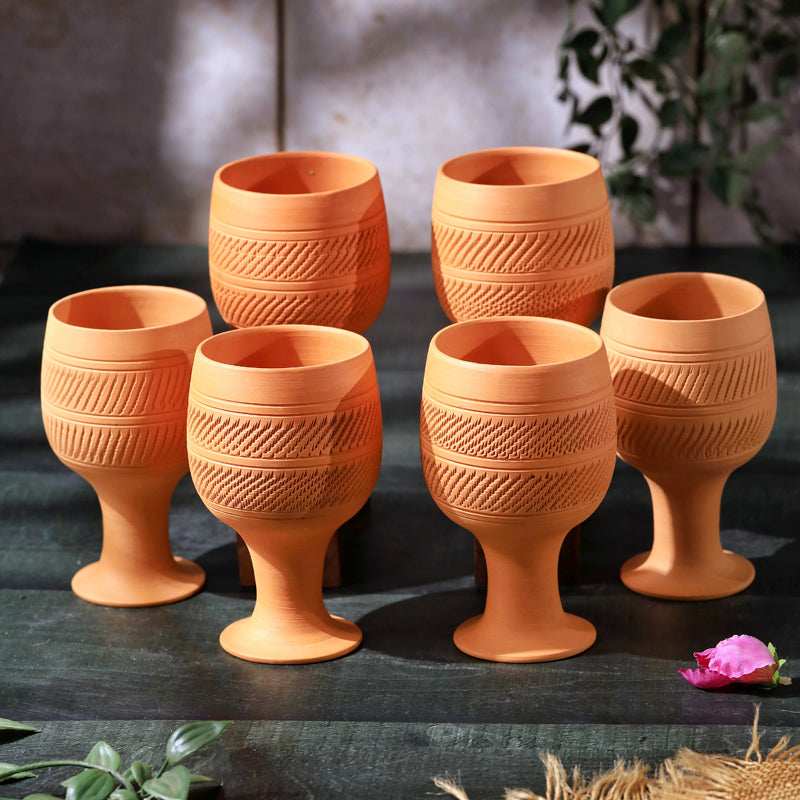 TerraVino Terracotta Stem Glass - Set Of Six