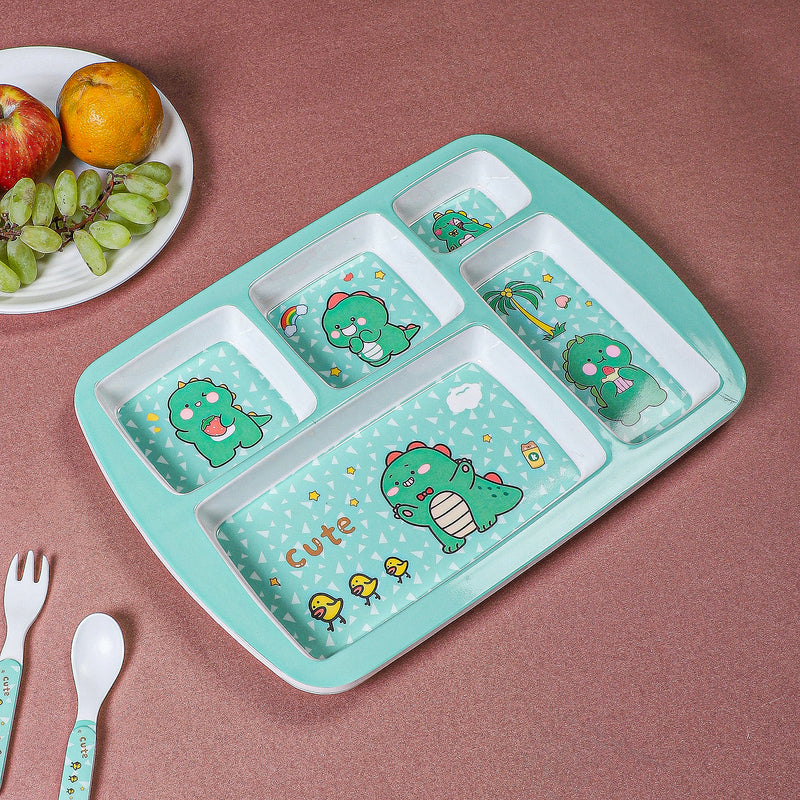 Snuggly Dino Kids Dinner Plate media 4