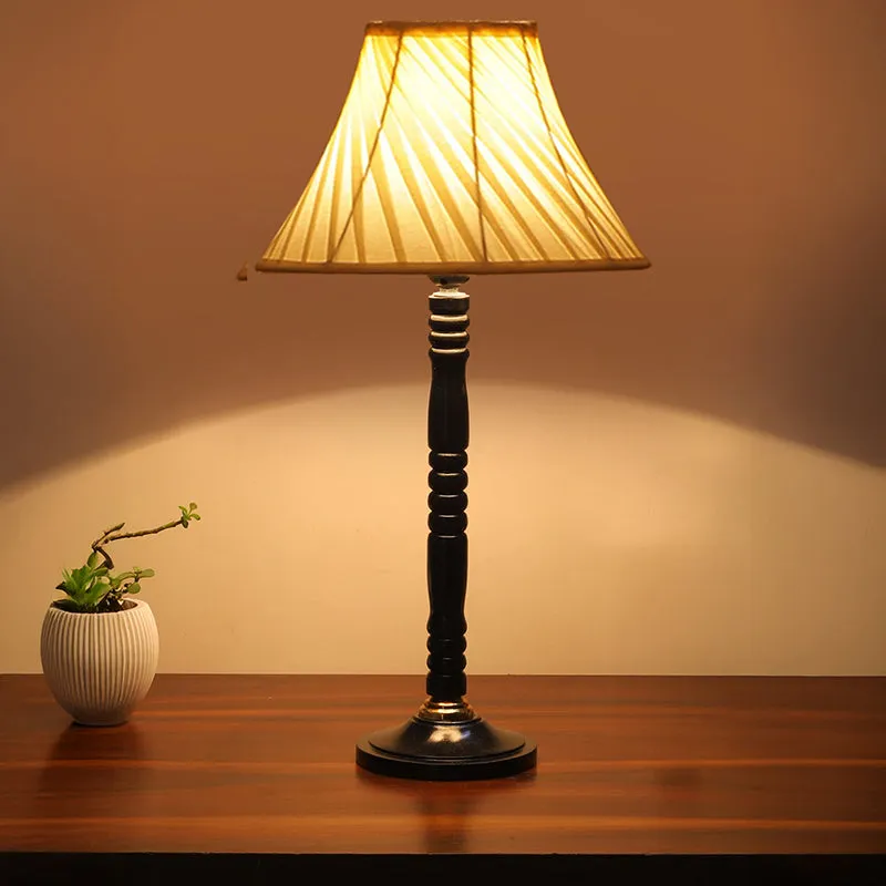 Harbor Light Table Lamp With Wooden Base - Ivory,Black media 2