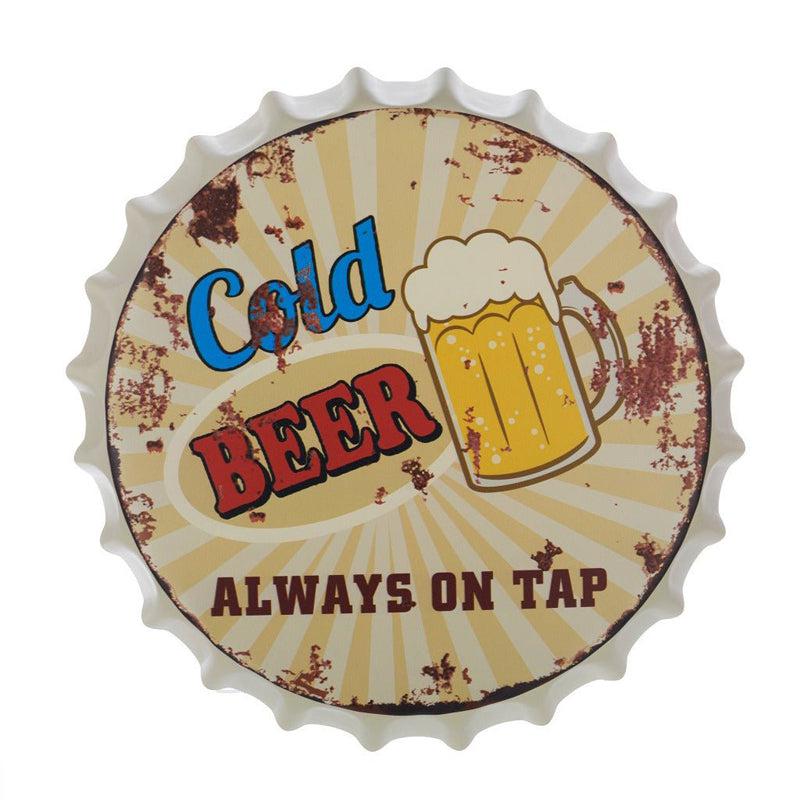 Cold Beer On Tap Bottle Cap Metal Wall Accent media 3