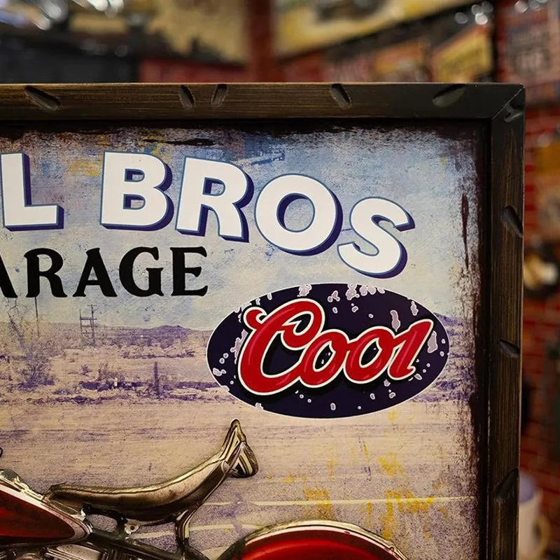 Throttle & Thunder "Steel Bros Garage" Retro Metal Wall Accent media 5
