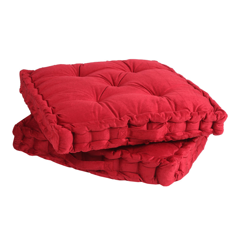 Thera Velvet Floor Cushion - Maroon media 5