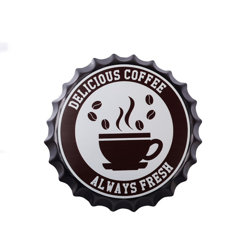 Delicious Coffee Bottle Cap Metal Wall Accent media 3