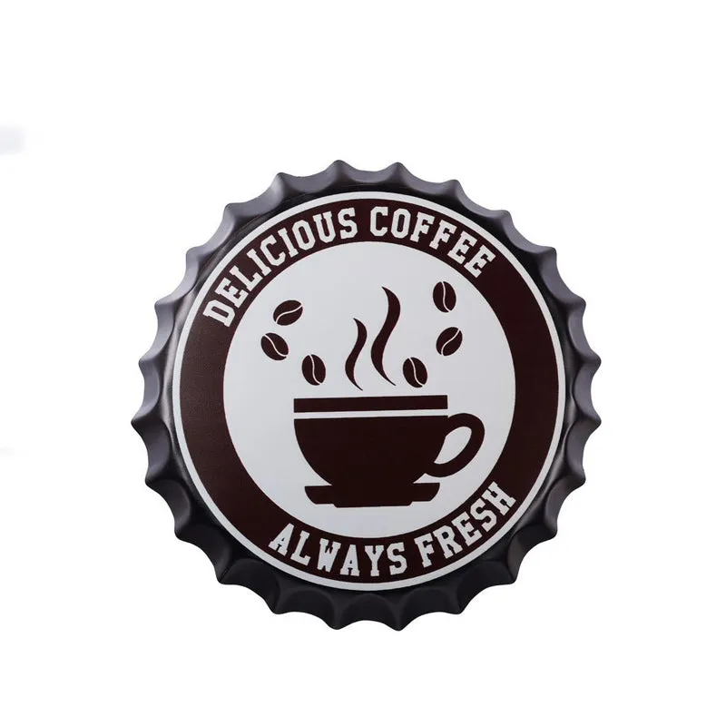 Delicious Coffee Bottle Cap Metal Wall Accent media 3