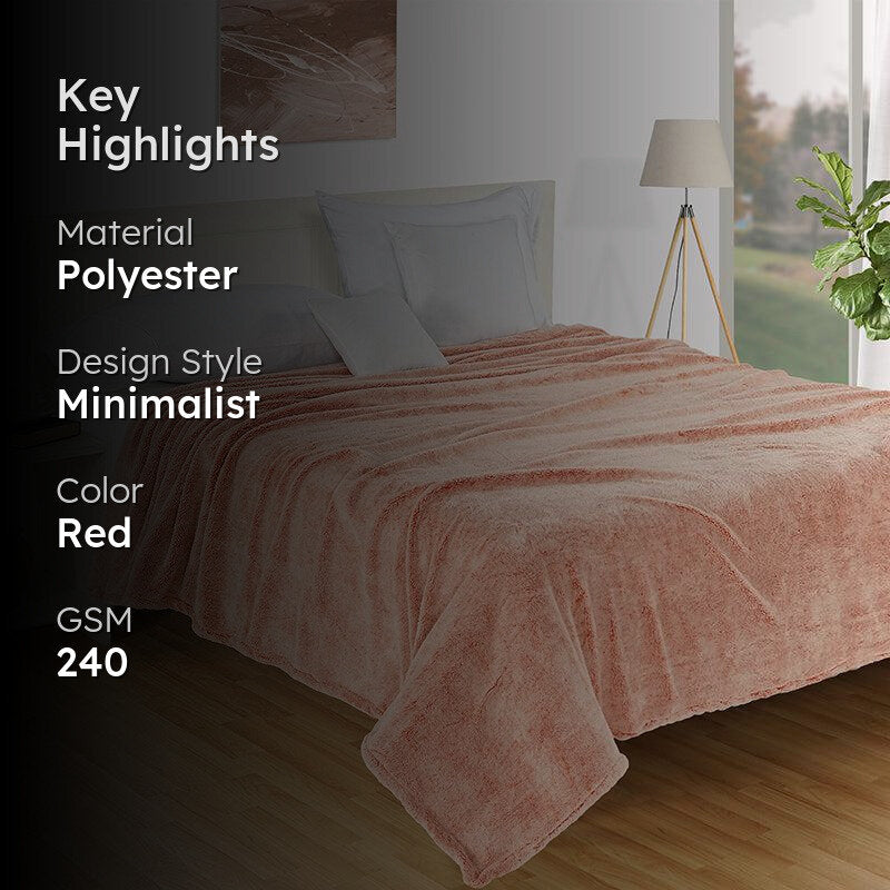 Swayam Molly Solid Blanket (Peach) - 240 GSM media 2