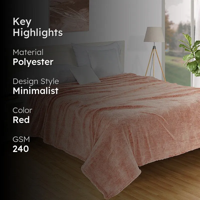 Swayam Molly Solid Blanket (Peach) - 240 GSM media 2