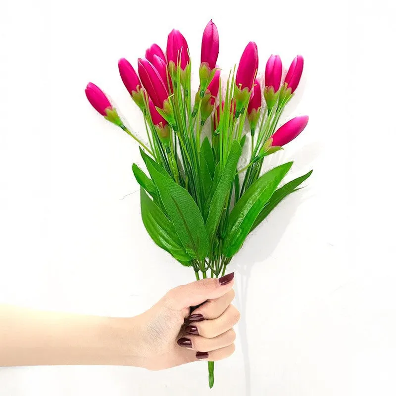 Artificial Flower Bouquet (Pink) Perfect for Living Room & Office media 4