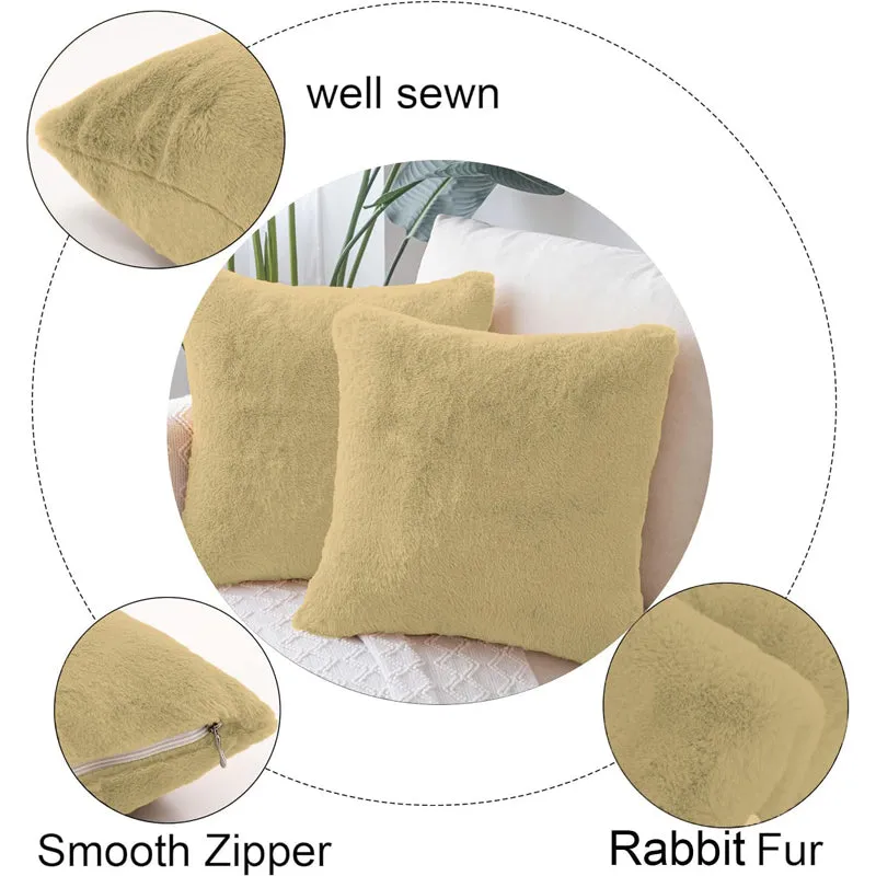Fur Dual Cushion Cover Set (Gold) - Set Of Two media 5