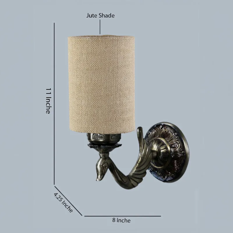 Amro Retro Cylindrical Fabric & Metal Wall Lamp - Beige media 5