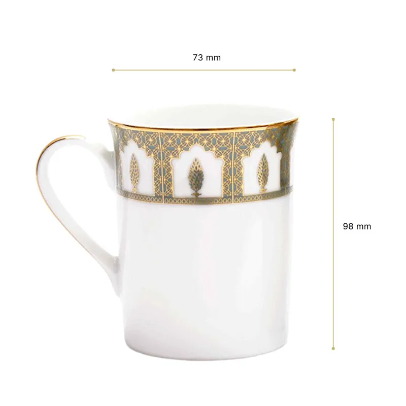 Gilded Chinar Classic 24k Gold Brushed Porcelain Coffee Mug (300 mL Each) - Set Of Six media 8