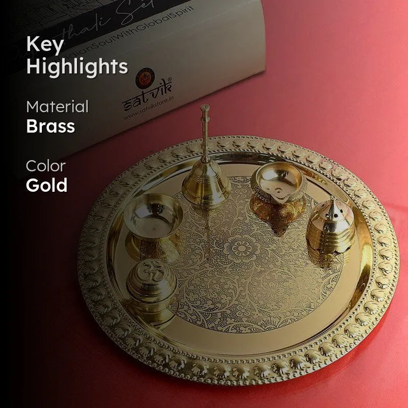 Elegant Brass Pooja Thali media 2