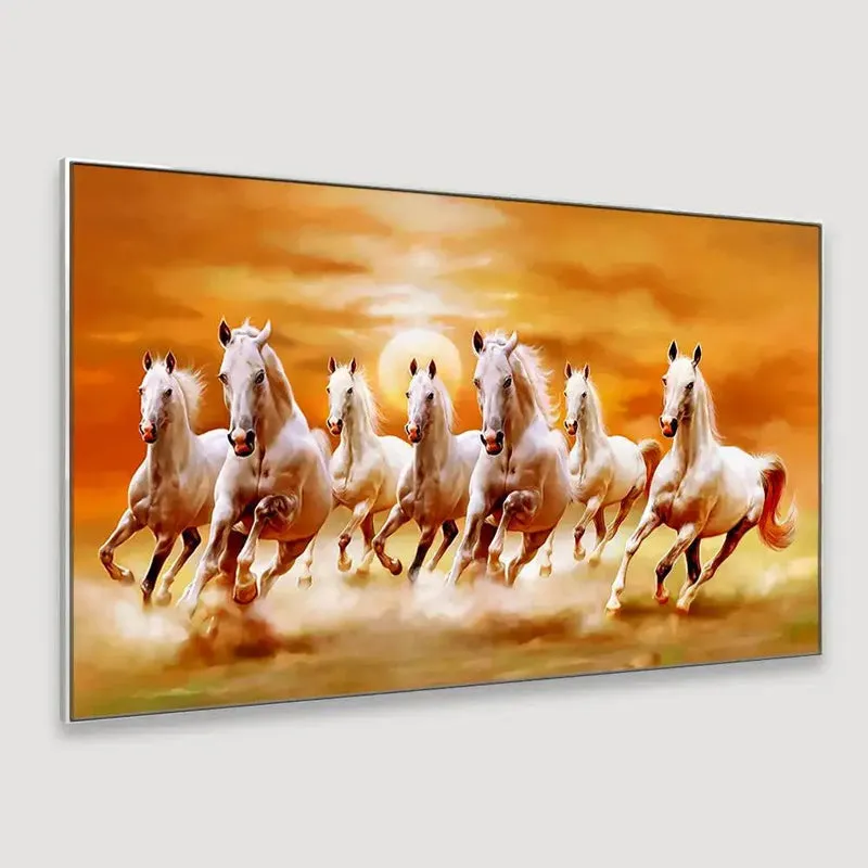 Sunset Stallion Seven Horses Canvas Wall Painting media 5