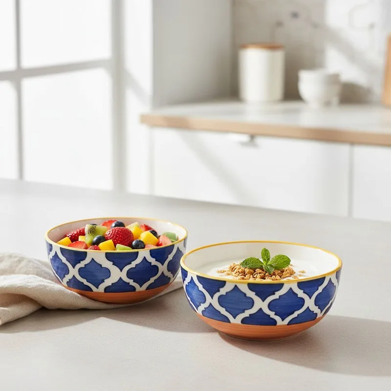 PetalEdge Ceramic Snack Bowls (Blue, 200 mL Each) - Set Of Two media 4
