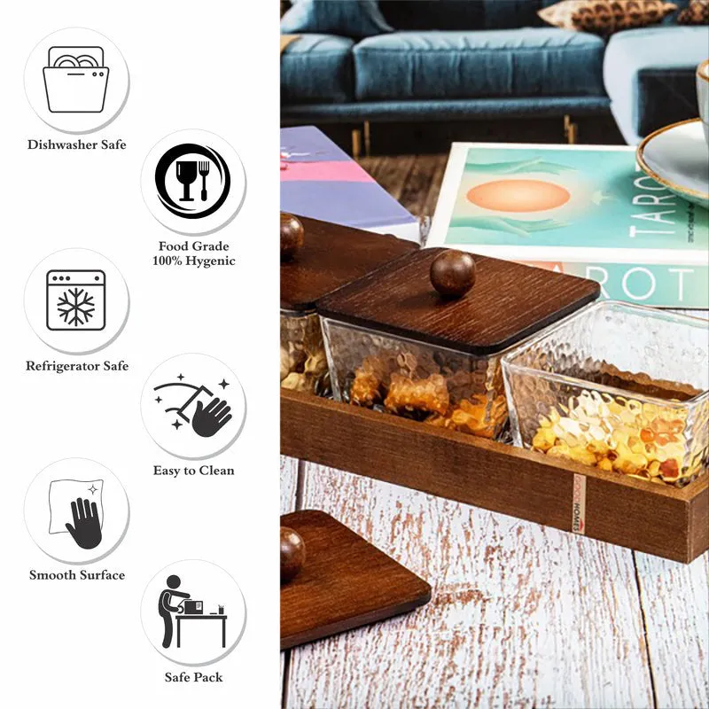 Transparent Glass Jars with Tray (250 ML) - Four Piece Set media 4