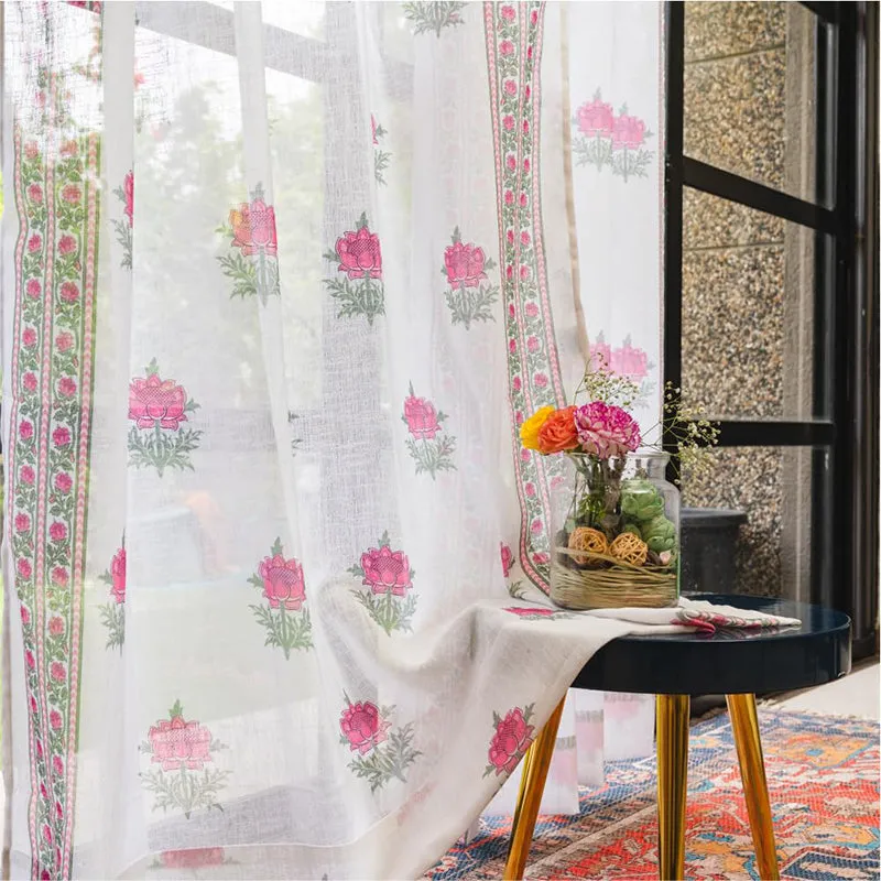 Urban Space Modern Fire Glow Curtain (Pink) - Set Of Two media 1