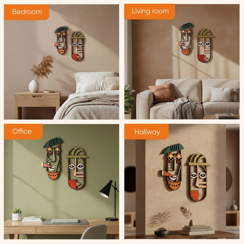 Bhusha Mask Wooden Wall Accent - Set of Two media 10