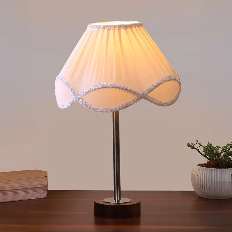 Valencia Rodin Wooden Table Lamp - OffWhite,Silver,Brown media 2