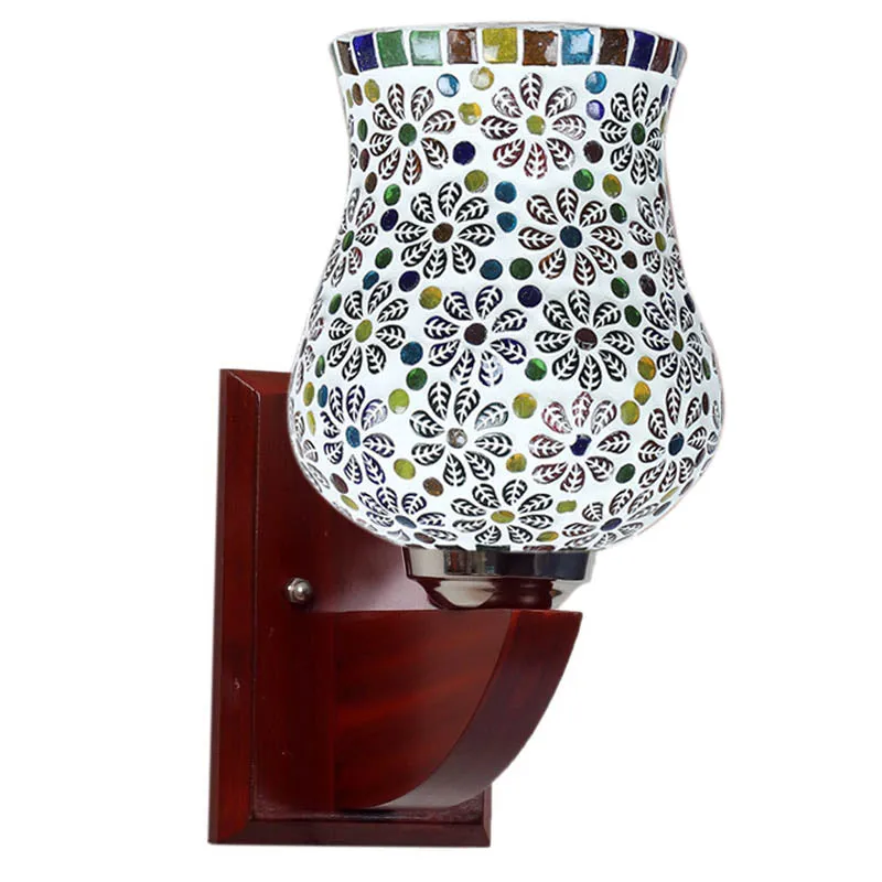 Shimmering Mosaic Wooden Wall Lamp media 5