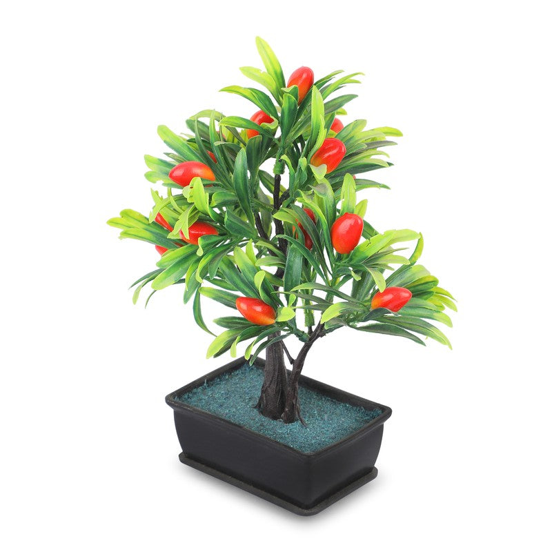 Leafora Lemon Artificial Plant With Plastic Pot(Red) - 0.8 Feet media 5