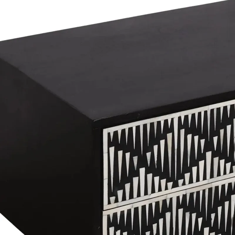 Modern Black Mother of Pearl Bedside Table media 4