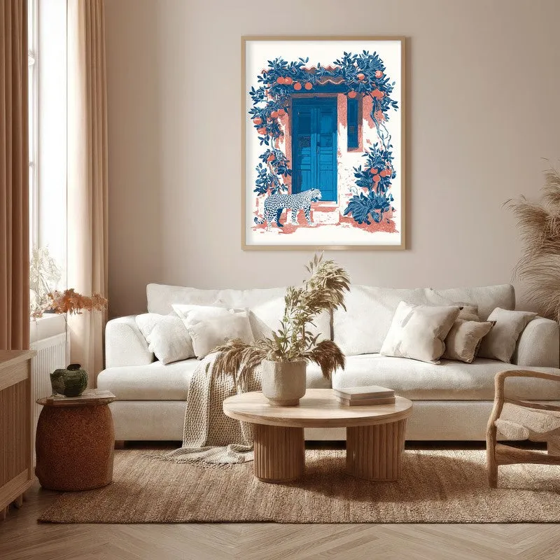 Sapphire Shade Canvas Wall Painting - Brown Frame media 5